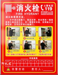  消火栓使用方法PVC墙贴 消防安全警示贴纸