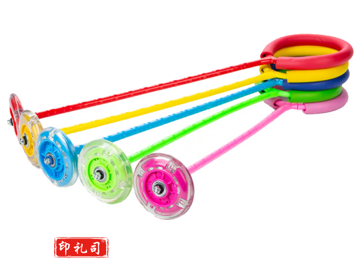  跳跳球 儿童酷炫闪光蹦蹦球健身球成人旋转跳环圈小孩单腿甩脚球(混色)