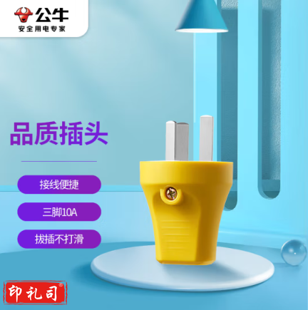 公牛(BULL)插头二三脚插头3脚空调插 10a插头2脚电源插座无线/自行接线 GNT-10S2三脚10A插头