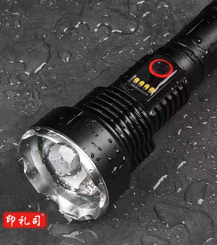 森林虎X52 LED手电筒伸缩变焦可充电式远射便携 黑色