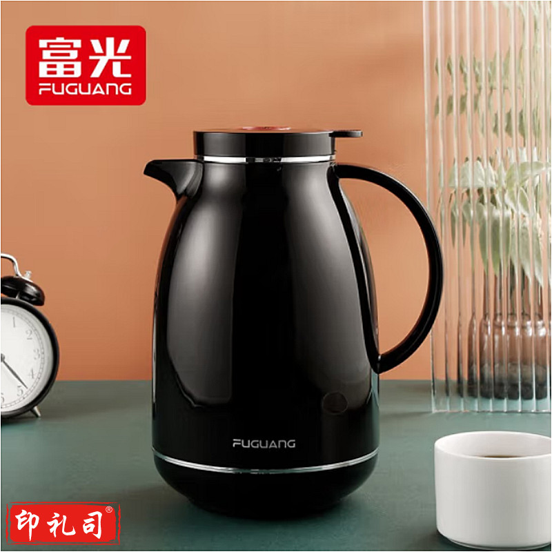 富光 欧式家用保温壶保温水壶暖水瓶保温瓶玻璃内胆家居热水瓶暖水壶 黑色1500ML