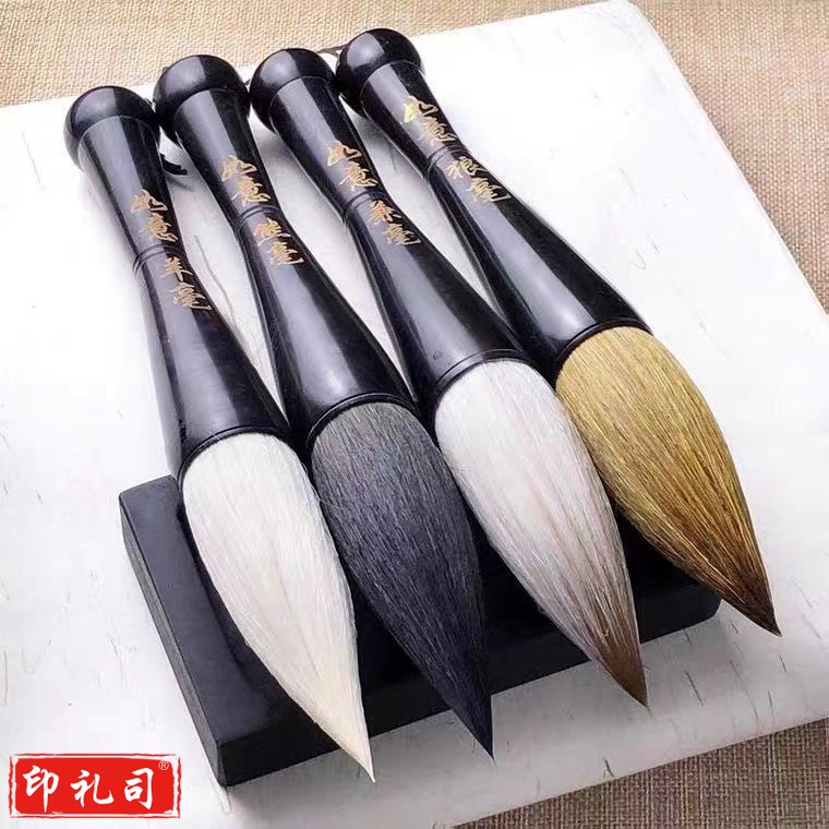  牛角杆狼毫抓笔斗笔大粗毛笔春联用提斗笔 出锋9.5cm口径2.8cm