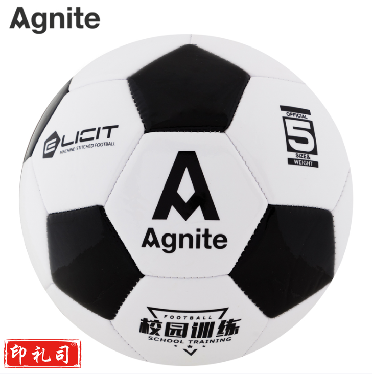 得力安格耐特F1203_PVC机缝足球5号标准训练足球(黑+白)