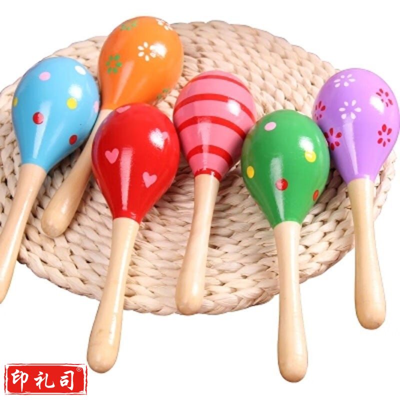  沙锤木质沙球早教抓视听训练 一对(混色)12厘米