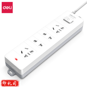 得力18251插座_2+2_2米_PVC袋装(白)(只)