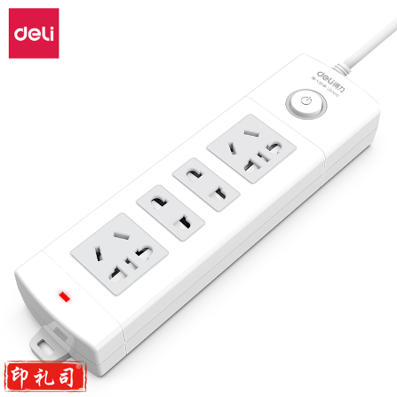 得力18201插座_2+2_2米_PVC袋装(白)(只