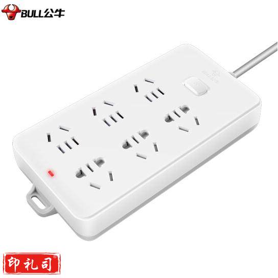 公牛(BULL) GN-109K新国标插座6位总控全长5米 插线板/插排/排插/接线板/拖线板