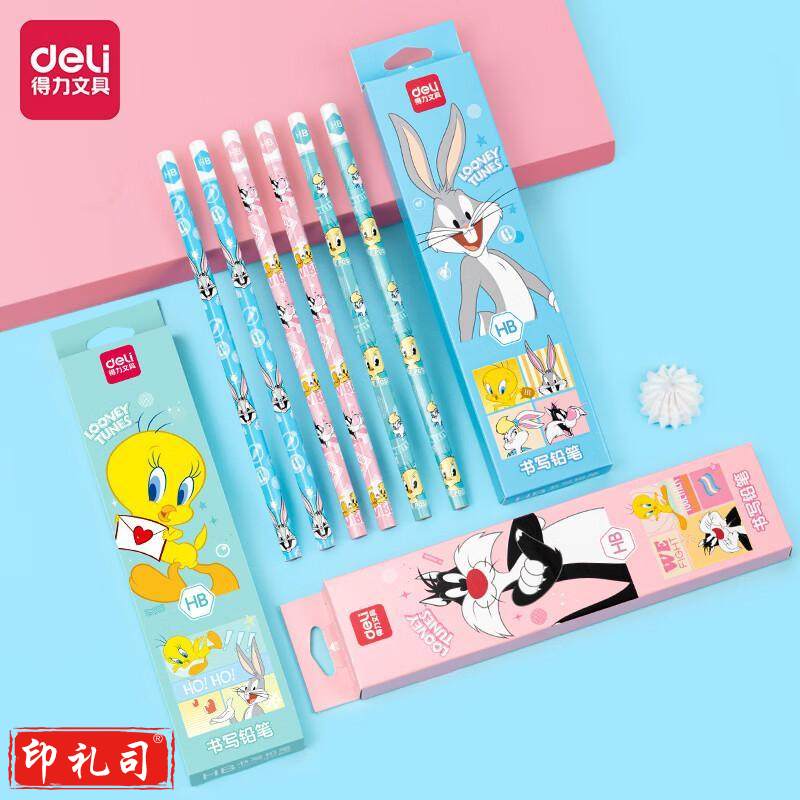 得力(deli) HC117兔巴哥HB铅笔 六角杆 12支/盒装