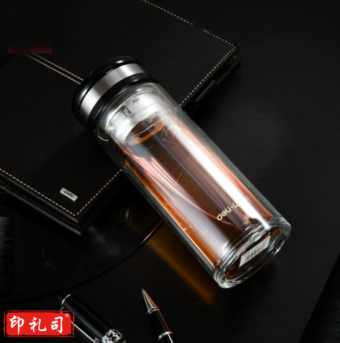 得力8977玻璃杯(黑)220ml盖子锌合金氧化