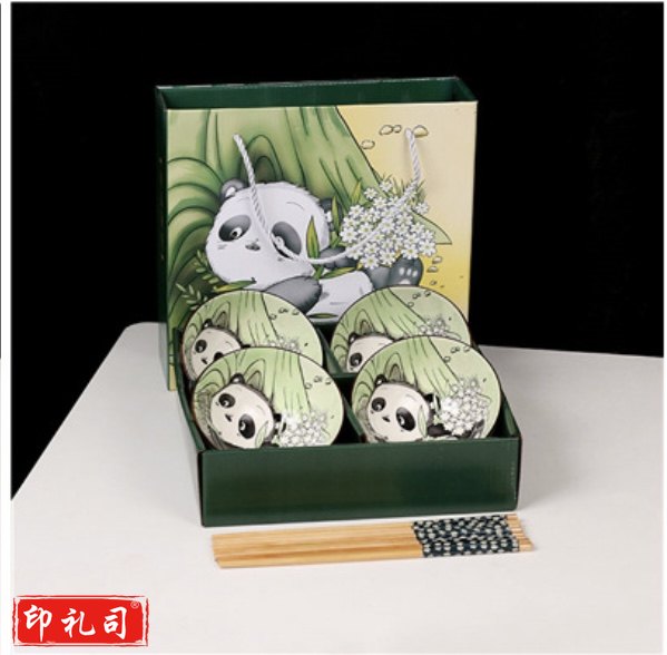  熊猫 碗碟餐具碗筷套装陶瓷碗具礼盒伴手礼套碗礼品碗