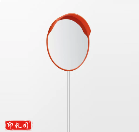  镀锌立杆广角镜道路交通标志牌 立柱凸透镜立杆  80cm镜子2米立柱