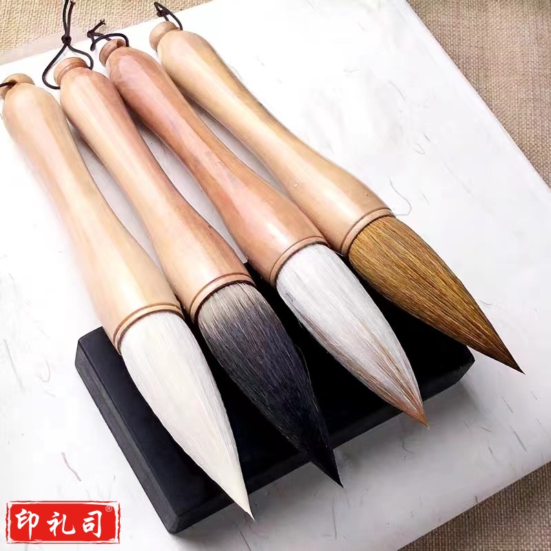  实木杆狼毫抓笔斗笔大粗毛笔春联用提斗笔 出锋8.0cm口径2.5cm