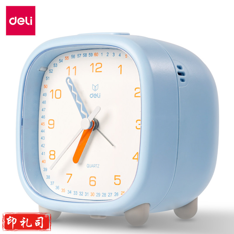 得力8857_迷 你 夜光指针式闹钟(5号电池)(蓝色)(只)