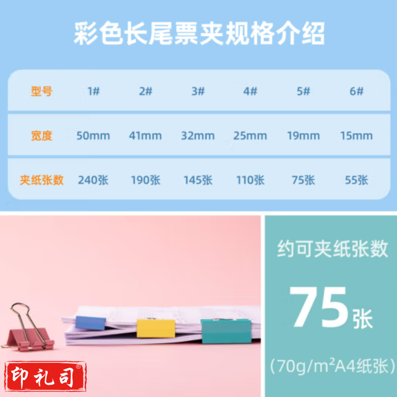 得力(deli)8555-D彩色长尾夹燕尾夹 19mm/100只(大桶)