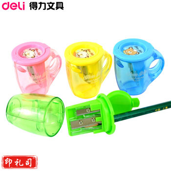 得力 0551 茶杯双孔卷笔刀 颜色随机 12个/盒