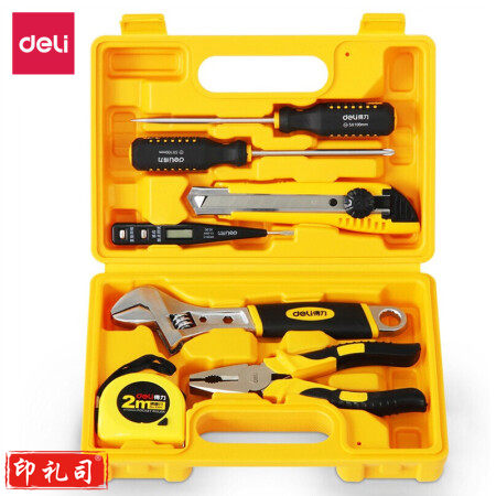 得力(deli)多用途工具箱 工具套装 维修工具组合7件套 3700