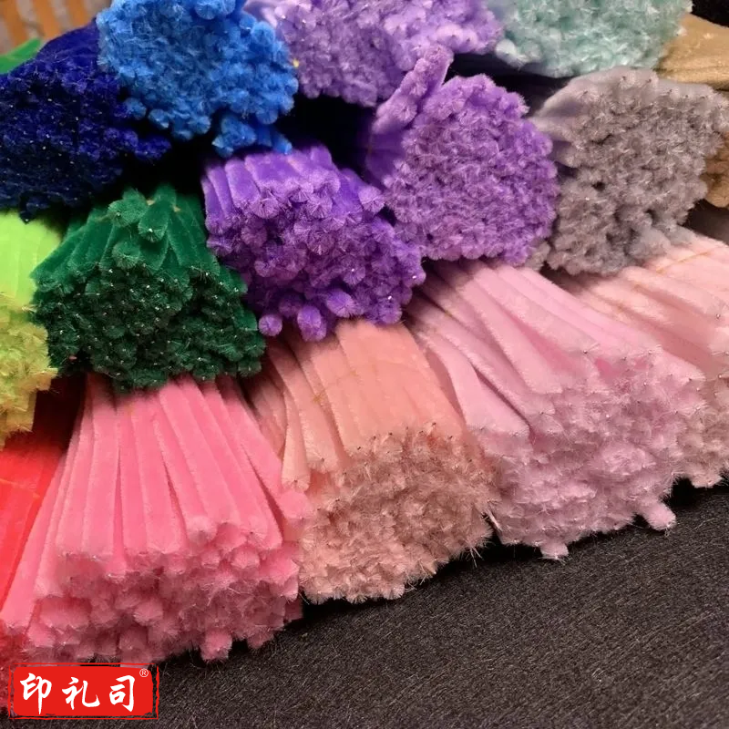  加密绒扭扭棒毛根条 diy彩色毛绒条手工创意益智玩具网红花束制作（1把100根） yykj-230830163944