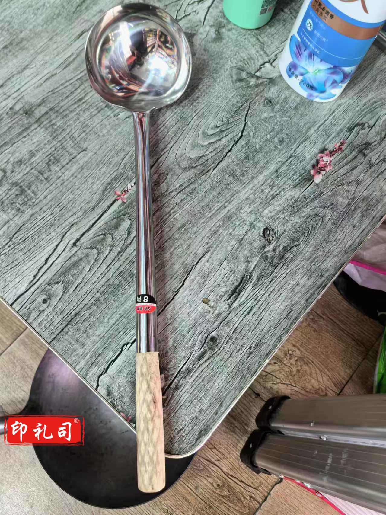 不锈钢木柄炒勺手勺汤勺分菜勺炒菜勺 8两