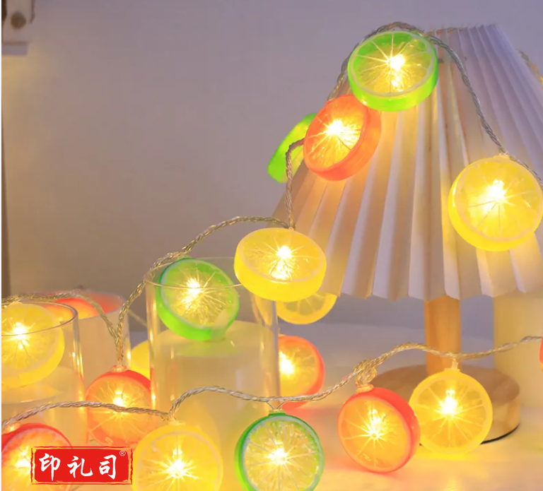  柠檬片装饰灯ins风彩灯闪灯串星星网红灯青黄双色柠檬3米20灯