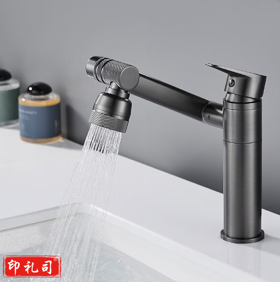  玺沐居(shemou)全铜枪灰色面盆洗脸盆冷热水龙头洗手盆卫生间洗脸池万向旋转龙头 圆体全铜加厚-枪灰色铜头-标准款