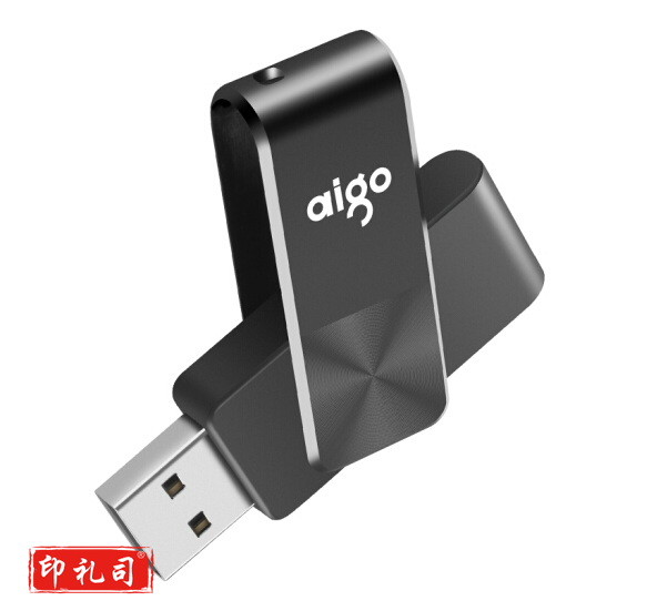 爱国者（aigo）32GB优盘U盘 USB2.0 U盘 U266迷你款 黑色 简约可侧旋转金属商务U盘 旋转防护CD纹防滑设计U盘 