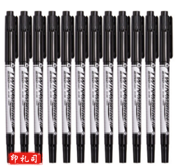 晨光记号笔 黑色双头细杆记号笔 重点标记记号笔 12支/盒XPMV7403 黑色记号笔单支装（黑）