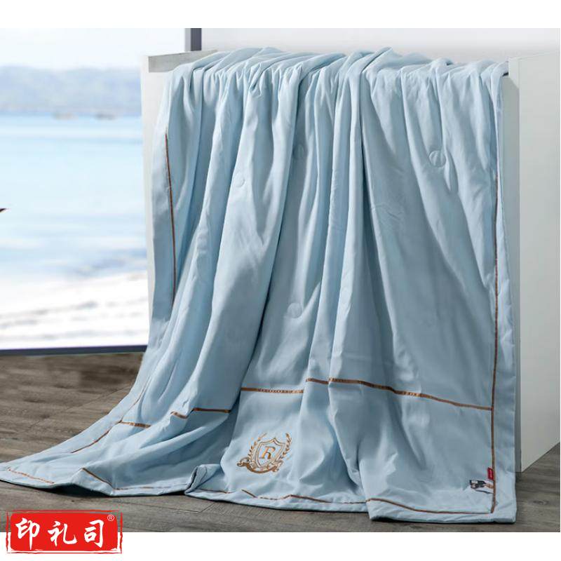 空调被夏凉被可水洗 刺绣亲肤夏被单人被子薄被芯 密语-天蓝