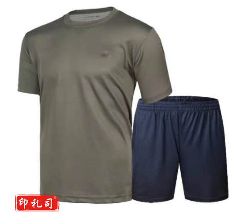 训练服 体能服套装 体能作训户外运动圆领 夏季速干透气带标志舒适弹力陆墨绿体能服短袖T恤短裤训练服