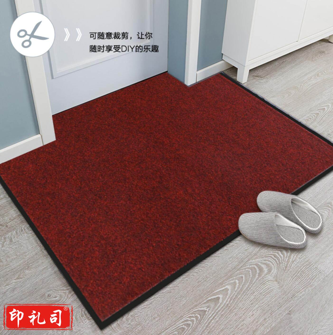 墨斗鱼 进门地垫80*120cm黑红色2172入户地垫子厨房脚踏垫楼梯垫门垫入门雨水天防水垫