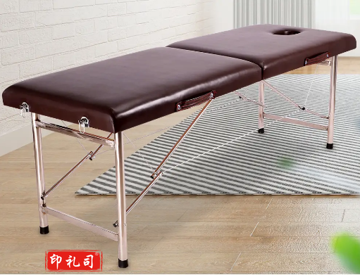 冀福康 折叠按摩床家用便携式手提美容床推拿床中医理疗床纹绣床艾灸床折叠 深棕色