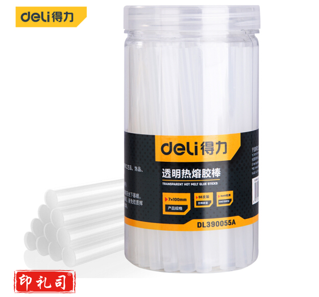 得力DL390055A 高粘性热熔胶枪胶棒胶条55支桶装 7*100mm