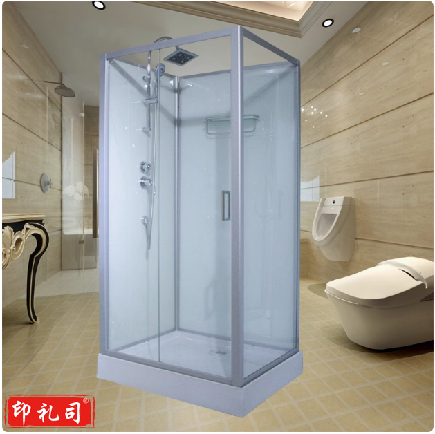 长方形整体淋浴房家用浴室沐浴房一体封闭浴房钢化玻璃隔断洗澡间白色右群