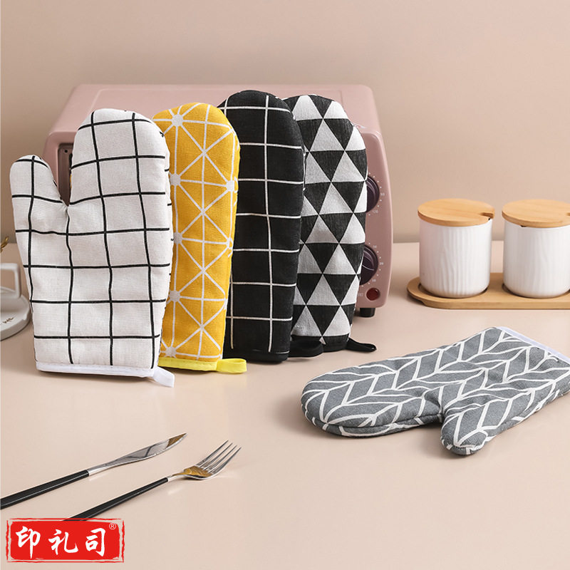 CJ-024 棉麻隔热手套 加厚防烫防热手套 2只装 款式随机