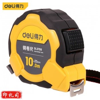 得力工具 型号 DL3799 10m×25mm 钢卷尺 高精度随身 迷你钢卷尺 量尺 测量 橡塑钢卷尺