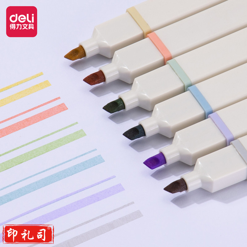 得力S743方杆荧光笔(混)(盒)