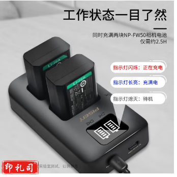 品胜 NP-FW50相机电池充电器套装 适用sony索尼a6000 a6400 a6100 a6500 a6300 a7rm2 a7m2 a7s2微单相机