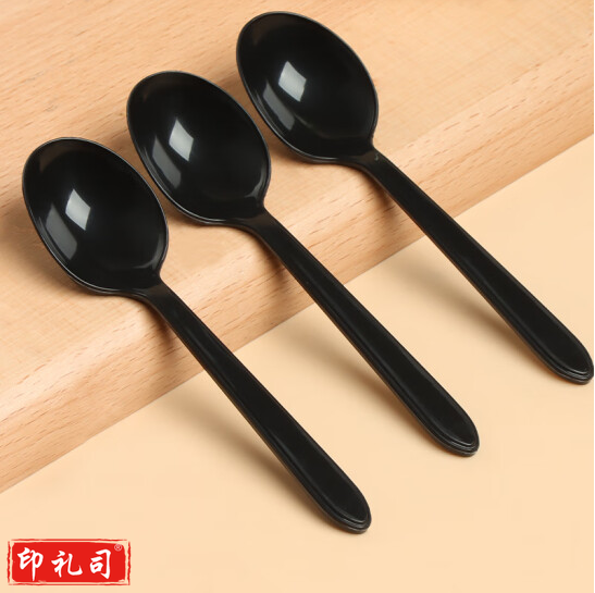 一次性勺子 汤勺 黑色塑料饭勺  外卖勺     货号：JC