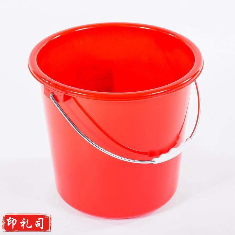 红水桶 塑料手提加厚水桶 红色圆形水桶