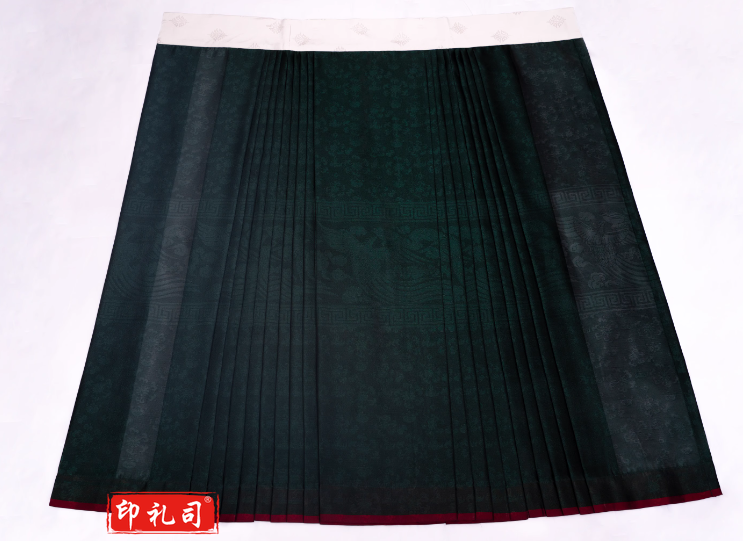 插队绿 仿孔府墨绿凤纹暗花纱马面裙汉服 新版墨绿色面料1定