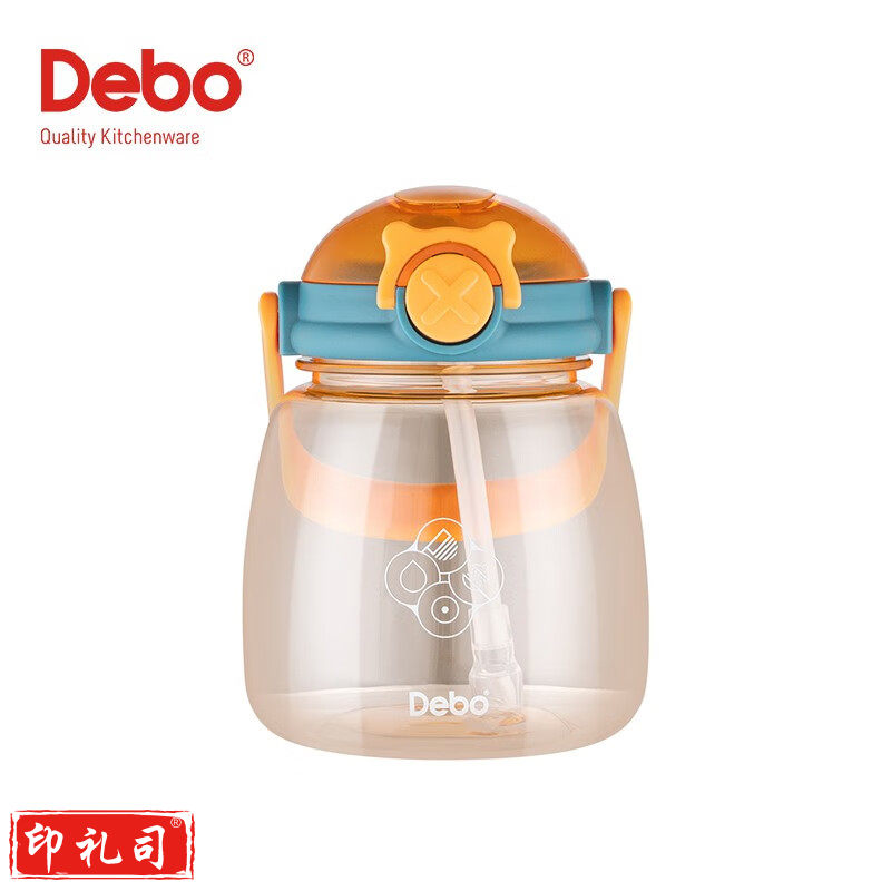 Debo德铂贝娜网红水杯男女学生大容量塑料吸管水杯壶塑料水杯 橙色
