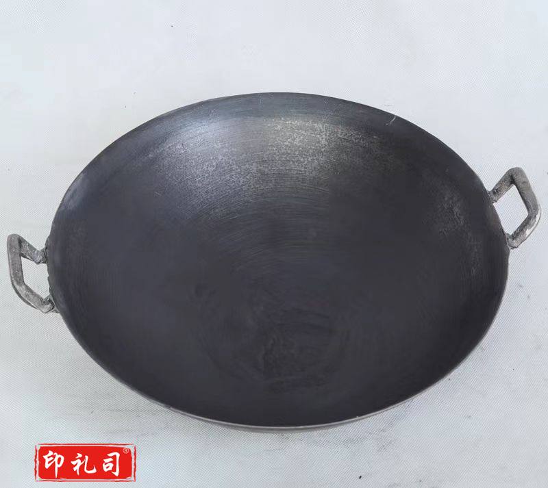 传统老式双耳炒锅铸铁锅食堂用炒菜边锅 直径约65cm