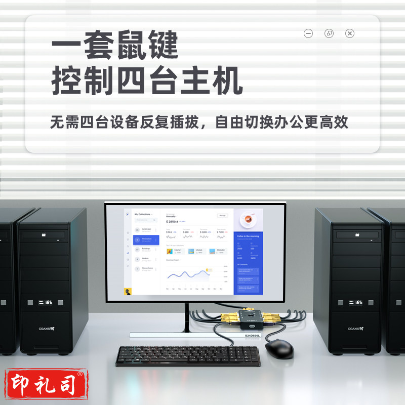 山泽（SAMZHE） SZ-411B KVM切换器 VGA视频4口切屏器 四进一出USB2.0打印机共享器