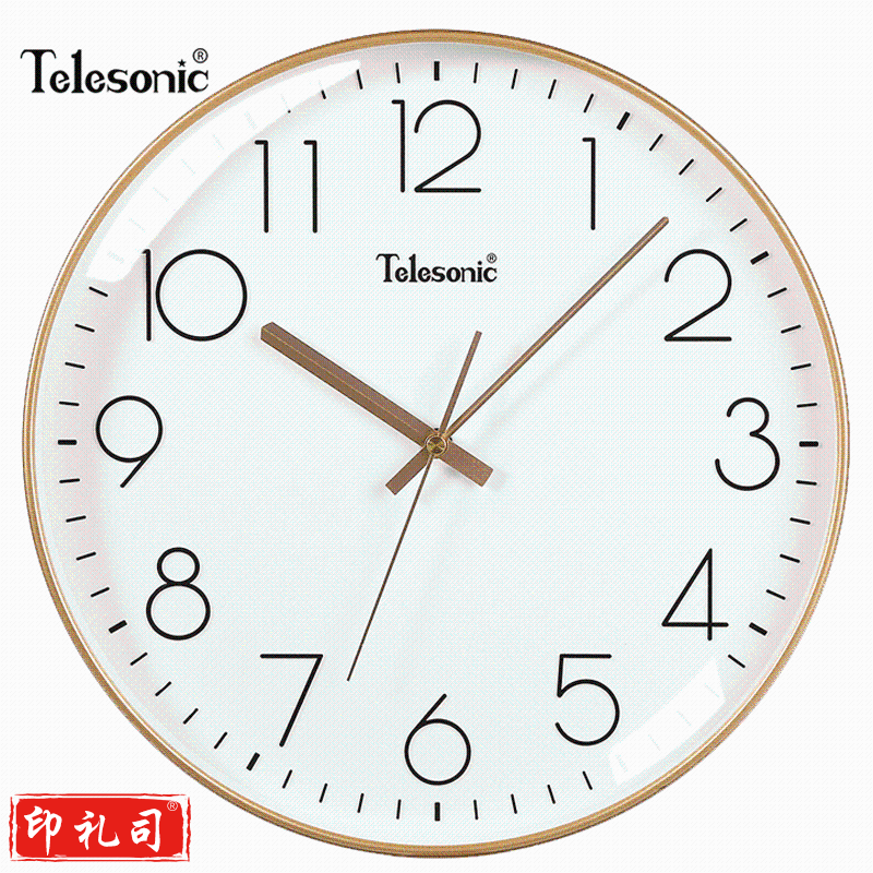 天王星(Telesonic) 挂钟客厅简约创意钟表现代时尚个性时钟3D立体石英钟薄边挂表 奢时金(30厘米)