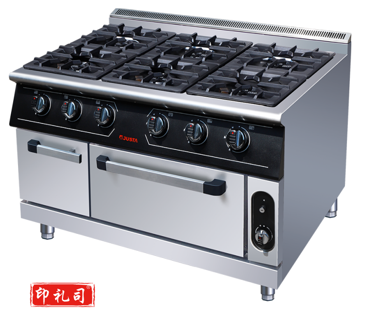 佳斯特六头燃气天然气/液化气煲仔炉连焗炉