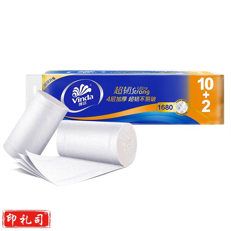 维达（Vinda）卷纸 超韧无芯卷纸140克12卷 4层加厚 卫生纸卷筒纸