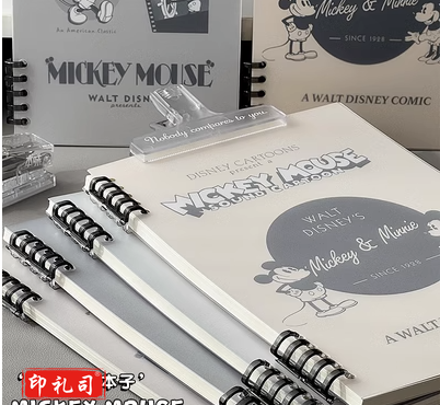迪士尼米奇不硌手活页本笔记本本子b5可拆卸外壳学生用a5记事本  B5-全家福/4本