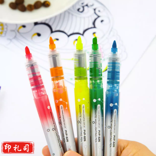 白雪(snowhite) 荧光笔标记笔用彩色粗划重点笔 彩色套装标记笔PVP-636 5支套