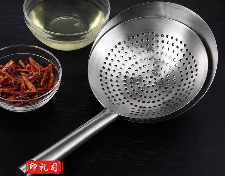 油炸火锅大漏勺不锈钢厨师油鼓漏厨房酒店过滤网漏网 10寸