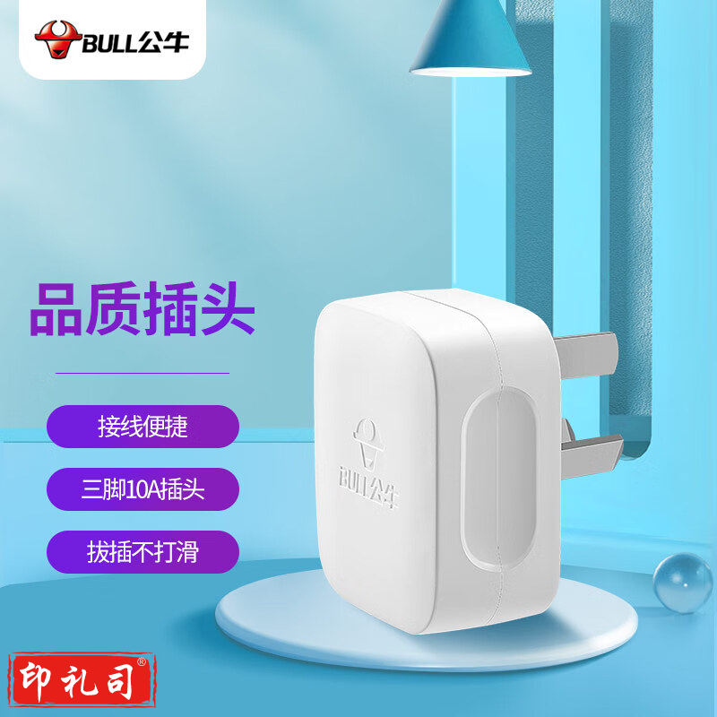 公牛 插头三脚插头电源插头无线 GNT-10S三脚10A插头（白色）