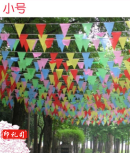 小号彩旗串旗三角旗 一包50米100面旗子 旗子大小14*18cm